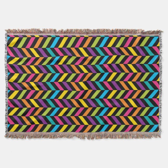 Neon Bright trendy fashion colourful design 1 Throw Blanket (Front)