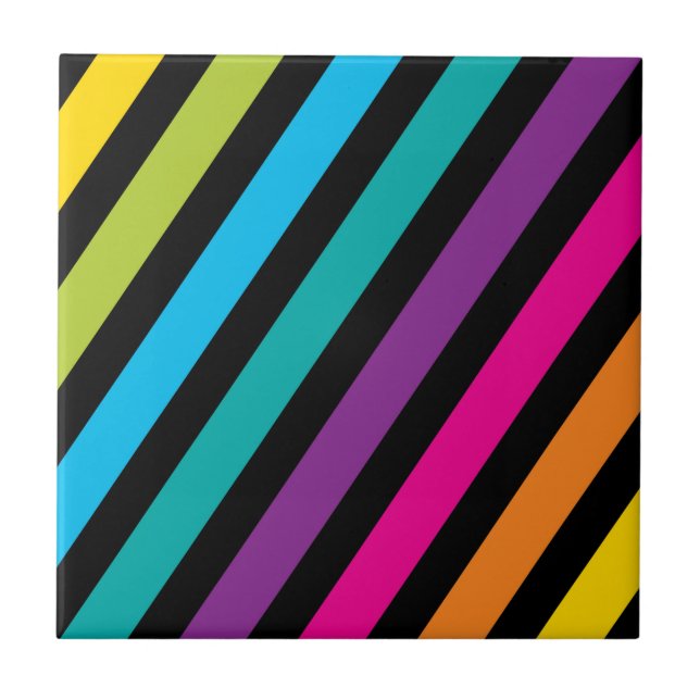Neon Bright trendy fashion colourful design 7 Tile (Front)