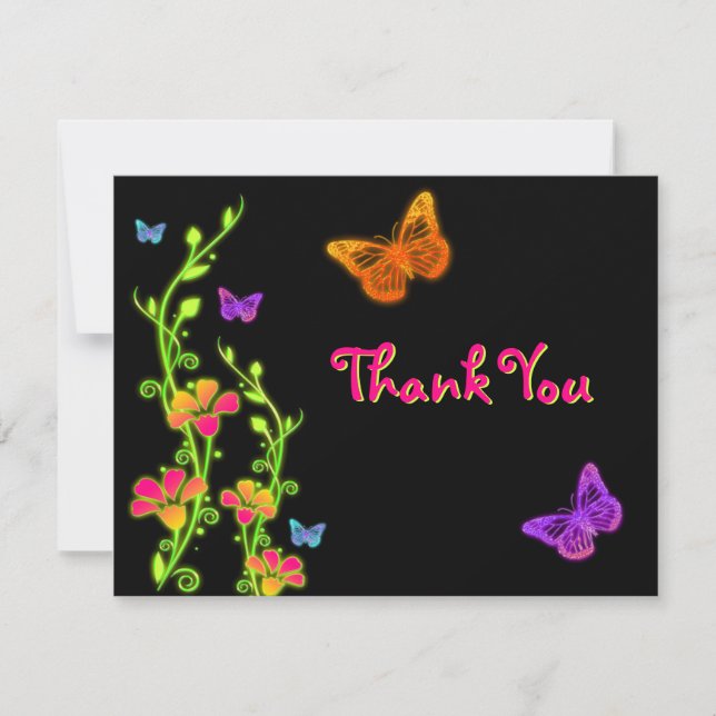 Neon Brights Bat Mitzvah Thank You Card (Front)