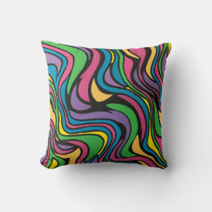 Neon Brook-Hand Painted Psychedelic Modern Art Cushion