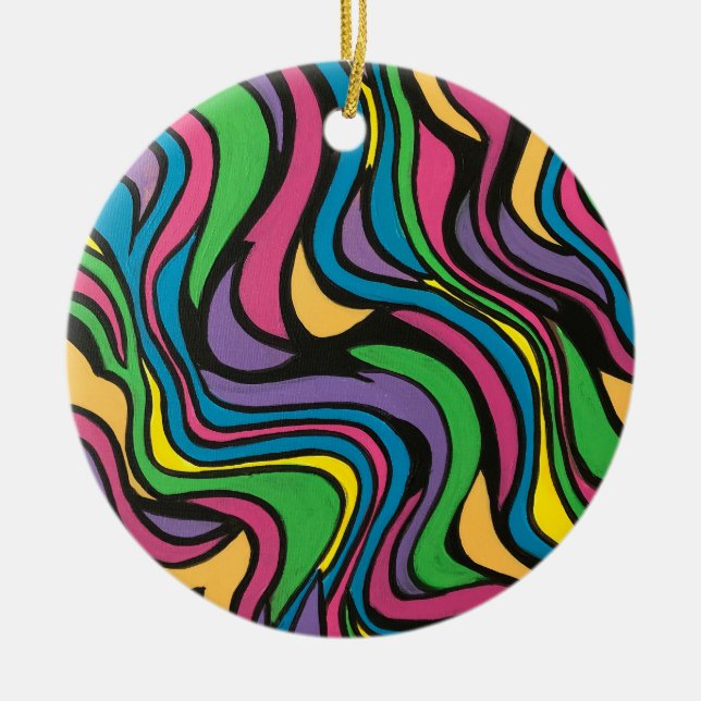 Neon Brook-Psychedelic Abstract Art Ceramic Ornament (Front)