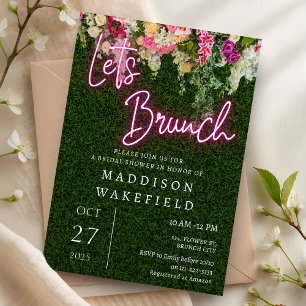 Neon Brunch Floral Garden Party Bridal Shower Invitation