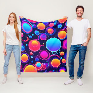 Neon Bubble Pattern Fleece Blanket