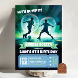 Neon Bubble Soccer Knocker Ball Birthday Bash Invitation<br><div class="desc">Neon Bubble Soccer Birthday Invitation,  Knockerball Birthday Bash Party,  Football Bubble Birthday Boy Invite,  Kick Soccer Ball Birthday</div>
