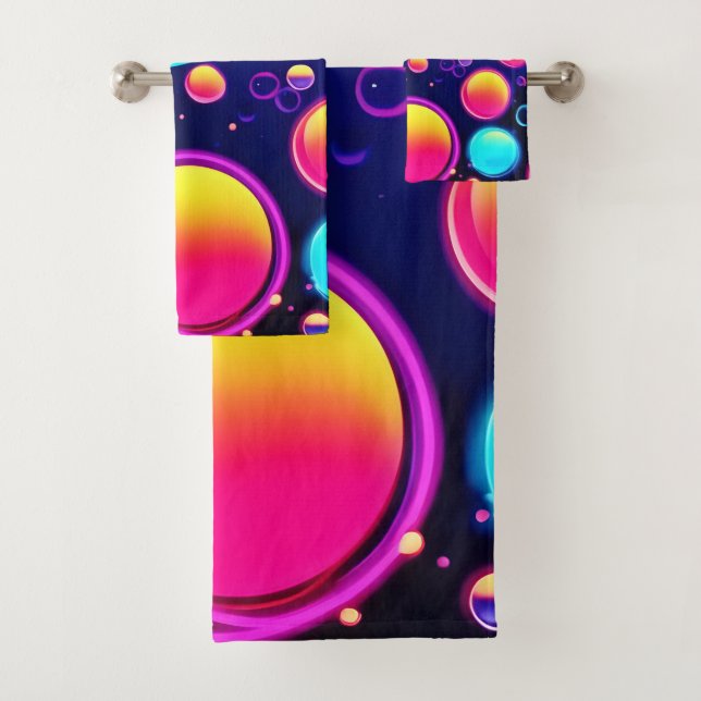 Neon Bubble Universe Bath Towel Set (Insitu)
