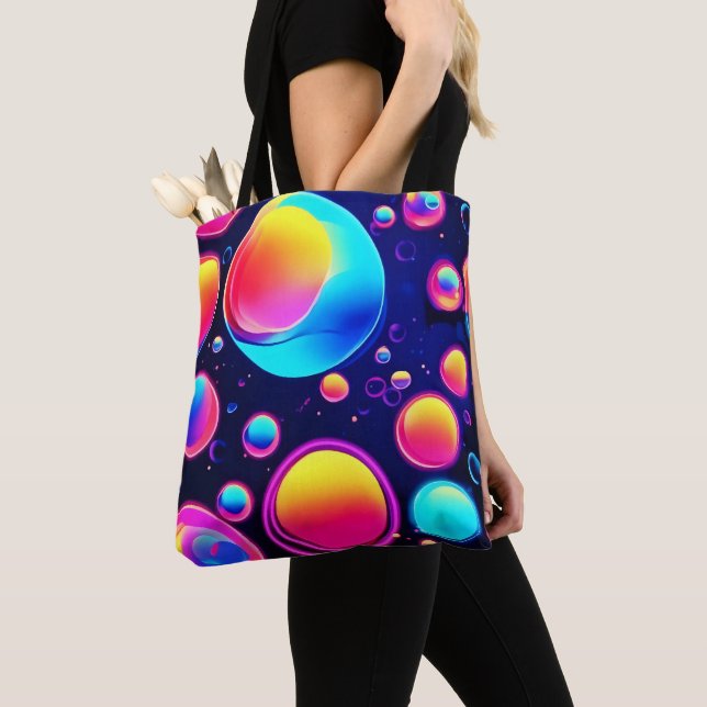 Neon Bubble Universe Tote Bag (Close Up)