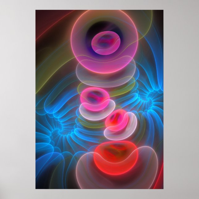 Neon Bubbles, cool artistic abstract Poster (Front)