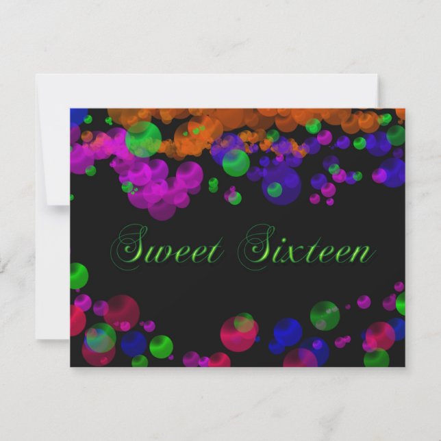 Neon Bubbles Sweet Sixteen Invitation (Front)