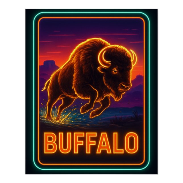 Neon buffalo Poster (Front)