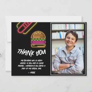 Neon Burger & Hotdog Thank You Card