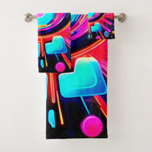 Neon Burst: Abstract Energy Bath Towel Set