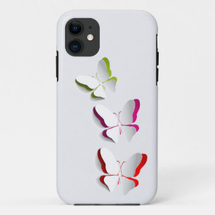 Neon Butterflies on White iPhone 11 Case