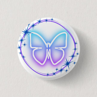Neon Butterfly 3 Cm Round Badge