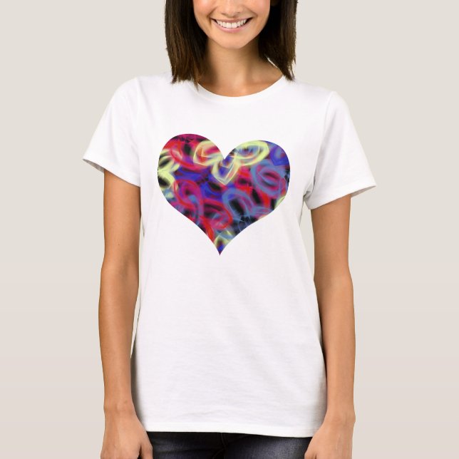 Neon Butterfly Abstract Heart Shape T-Shirt (Front)