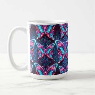 Neon butterfly pattern coffee mug