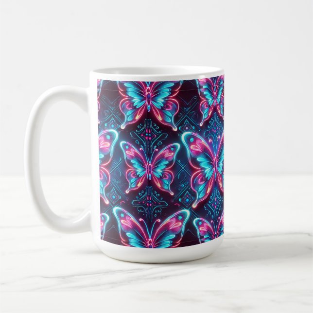 Neon butterfly pattern coffee mug (Left)