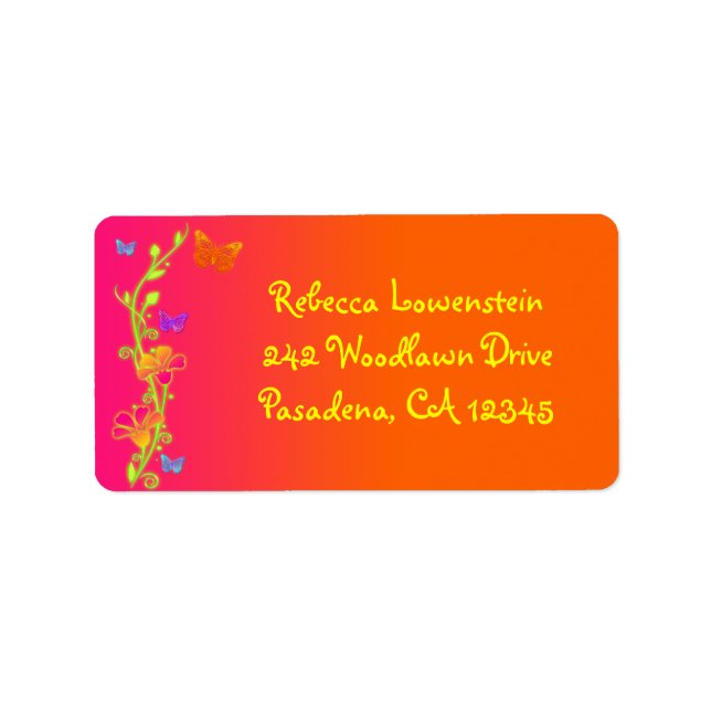 Neon Butterfly Return Address Label 3 (Front)