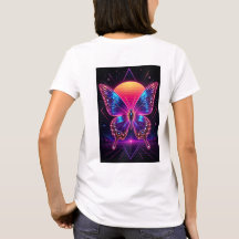 Neon Butterfly Synthwave Sunset Art