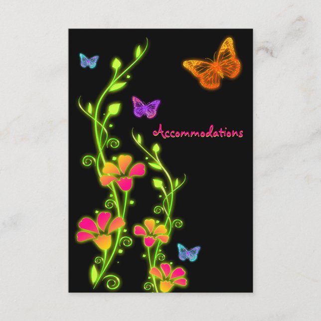 Neon Buttterflies & Flowers Enclosure Card (Front)
