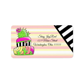Neon Cactus Return Address Label