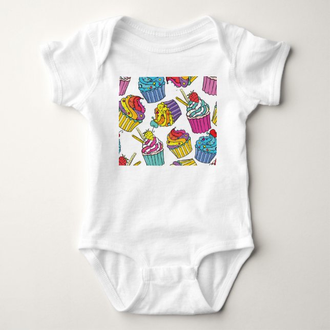 Neon Cakes: Pop Art Pattern. Baby Bodysuit (Front)