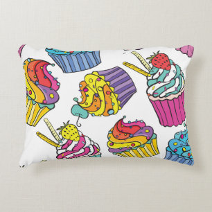 Neon Cakes: Pop Art Pattern. Decorative Cushion