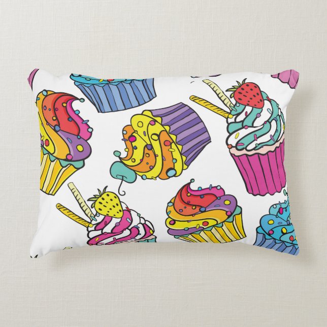 Neon Cakes: Pop Art Pattern. Decorative Cushion (Front)