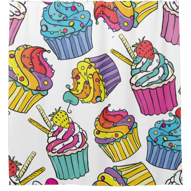 Neon Cakes: Pop Art Pattern. Shower Curtain (Front)