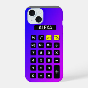 Neon Calculator with Name iPhone 15 Case
