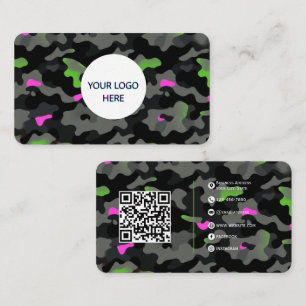 Neon Camo – Fully Customizable & Bold Design Business Card