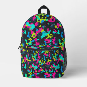 Neon Camouflage Pattern Printed Backpack