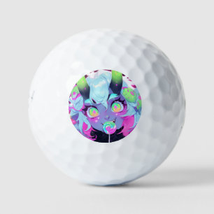 Neon Candy Demon Monster Girl Aesthetic Golf Balls