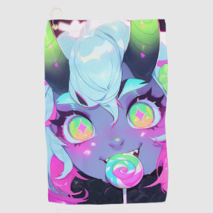 Neon Candy Demon Monster Girl Aesthetic Golf Towel