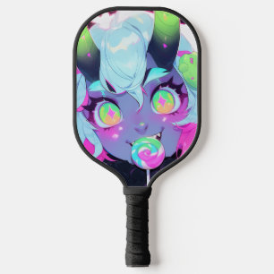 Neon Candy Demon Monster Girl Aesthetic Pickleball Paddle