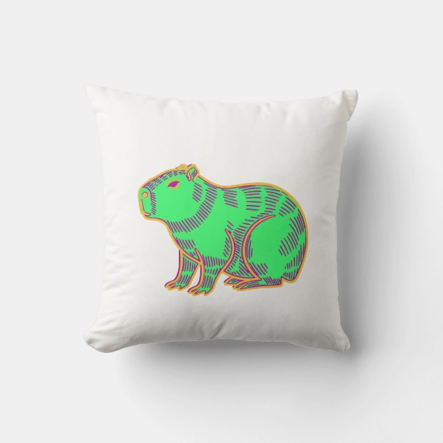 Neon Capybara Kids T-Shirt – Cute Colorful Animal  Cushion (Front)