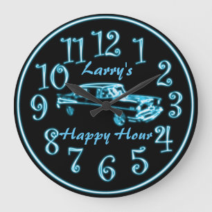 Neon Car, Custom Name Happy Hour Clock
