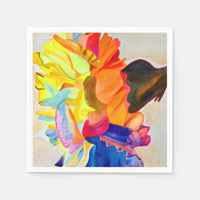 Neon Carnation watercolor flower Napkin (Front)