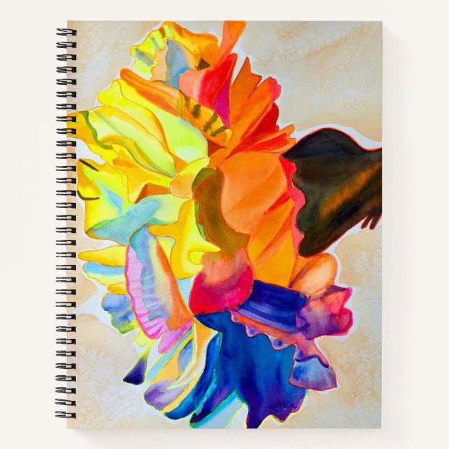 Neon Carnation watercolor flower Notebook (Front)