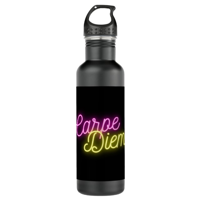 Neon Carpe Diem Word Art  710 Ml Water Bottle (Front)