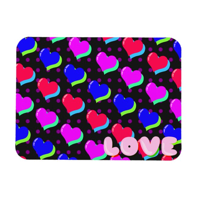 Neon Cartoon Heart Pattern Magnet (Horizontal)