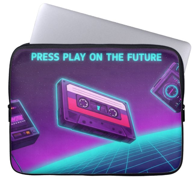 Neon Cassette Art Laptop Sleeve (Front)