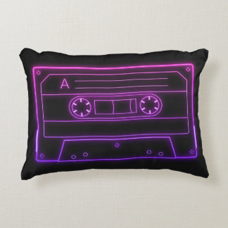 Neon Cassette Tape Retro Aesthetic Throw Pillow