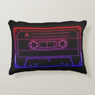Neon Cassette Tape Retro Aesthetic Throw Pillow