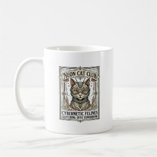 Neon Cat Club Cat Cyberpunk Vintage Vector Art Shi Coffee Mug