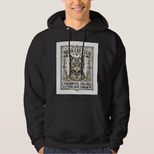 Neon Cat Club Cat Cyberpunk Vintage Vector Art Shi Hoodie