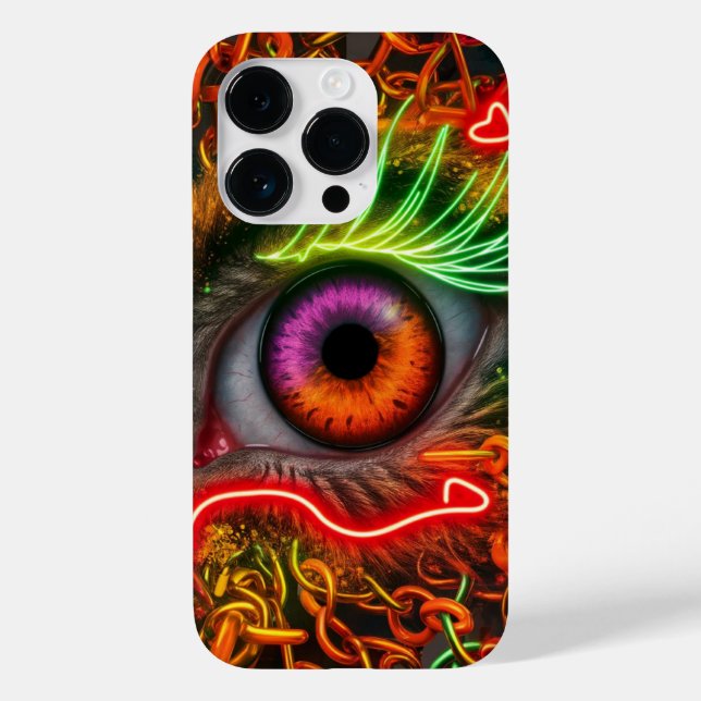 Neon Cat Eye Artwork: Vibrant Colours, Patterns Case-Mate iPhone Case (Back)