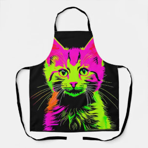 Neon Cat Portrait Apron