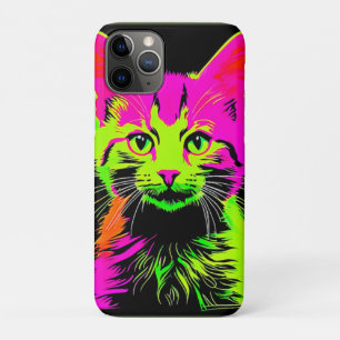 Neon Cat Portrait iPhone 11 Pro Case