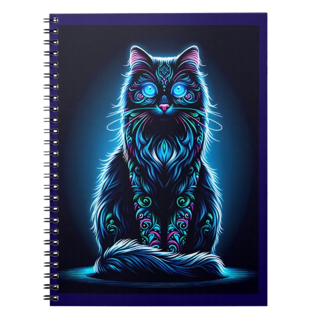 Neon Cat Vivid Background-97948 Notebook (Front)