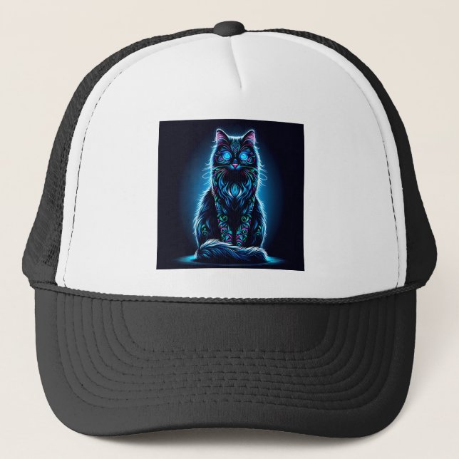 Neon Cat Vivid Background-97948 Trucker Hat (Front)
